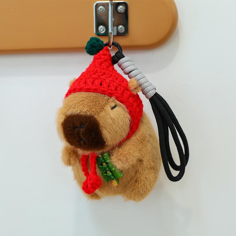 Capybara Plush Doll Keychain – Adorable Knitted Street Stall Gift