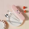 Portable Fork Spoon Chopsticks Set Cartoon Utensils Cutlery Set Stainless Steel Cutlery Sets  Kids