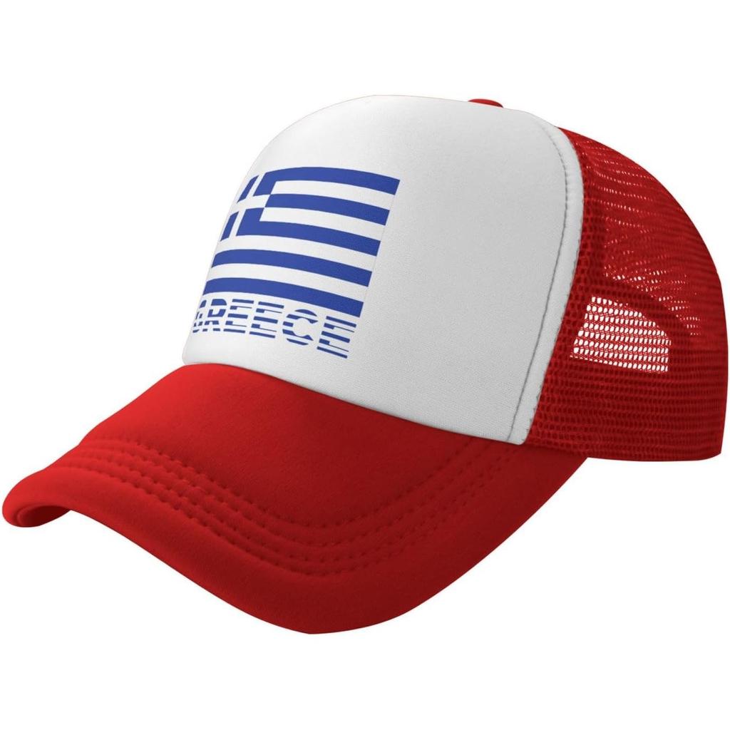 Greek Flag Trucker Hat Print Polyester Mesh Baseball Snapback Cap for Unisex Outdoor Casual