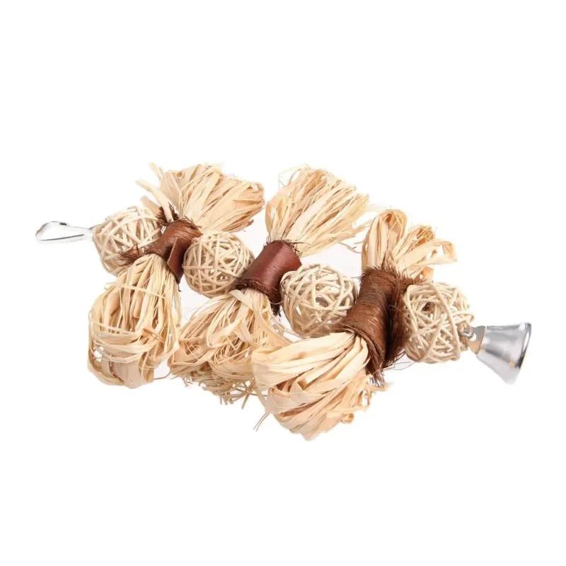 Natural Chew Toy for Pet Bird, Parrot, Macaw, Parakeet, Lovebird Bite Swing Cage Toy, Loofah Vine Ball, Bird Hanging Accessories