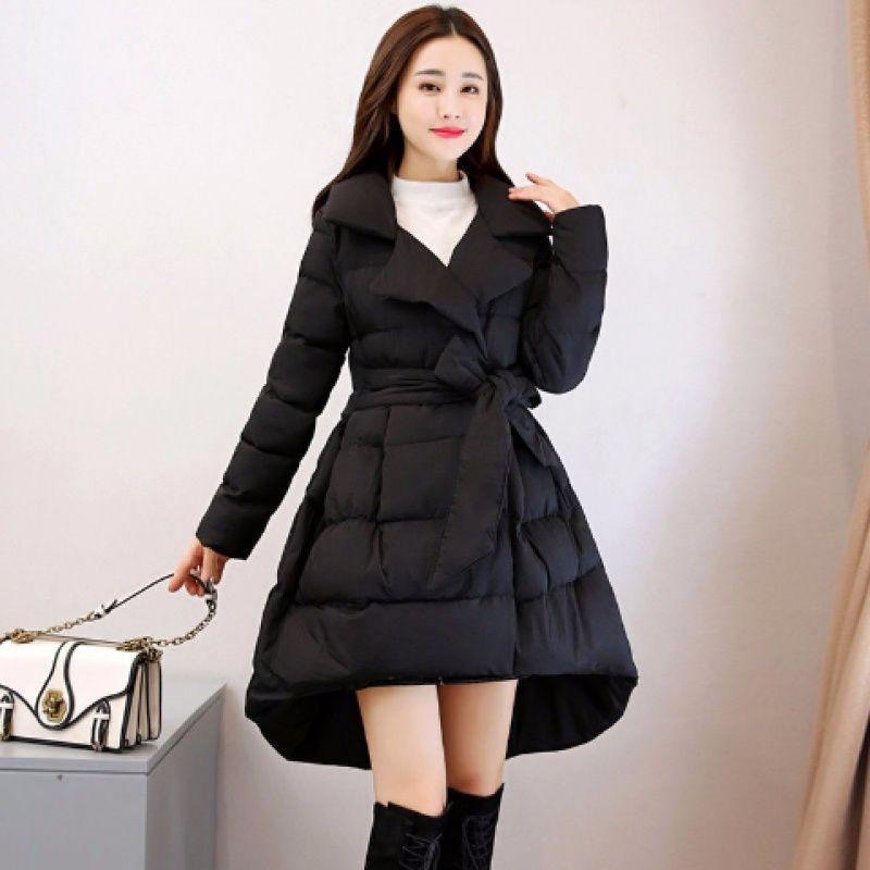 

Fashion Winter Keep Warm Puffy Coat Women Long A Line Slim Cotton Jacket Maternity M чёрный