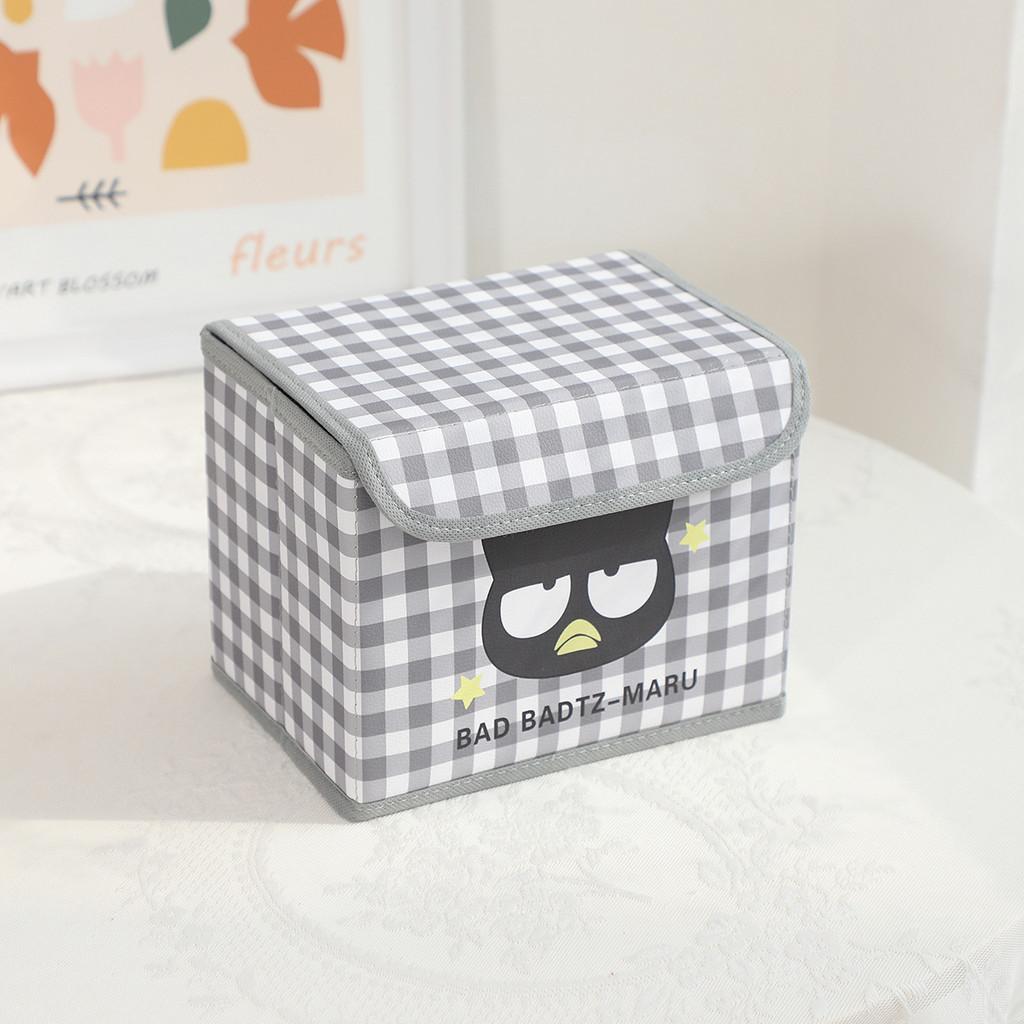Hello Kitty Kuromi Cinnamoroll Melody Grid Pattern Foldable Flip Storage Box For Office And Bedroom Storage