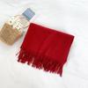 Mary 300g imitation cashmere tassel scarf women's winter solid color thickened warm shawl Japanese scarf