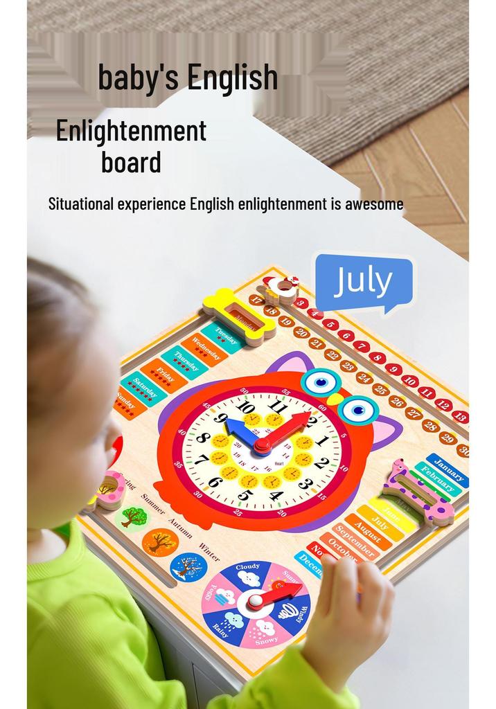 Montessori Educational Toys: Children's Weather & Date Recognition Clock Puzzle for Ages 3-6