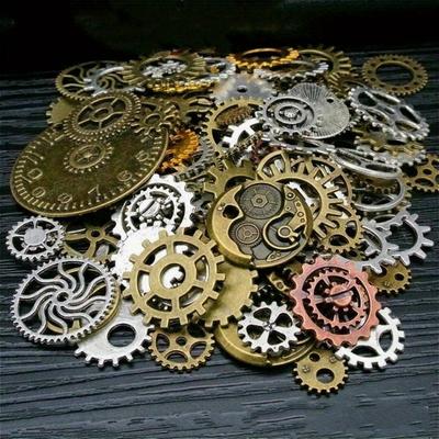 1 Pack 100g/3,52oz, Vintage Steampunk Bronzelegierung Zahnräder, Gemischte Legierung Zahnradanhänger, DIY Bastel Uhrenteile, Cyber Punk Stil Anhänger für Schmuckherstellung