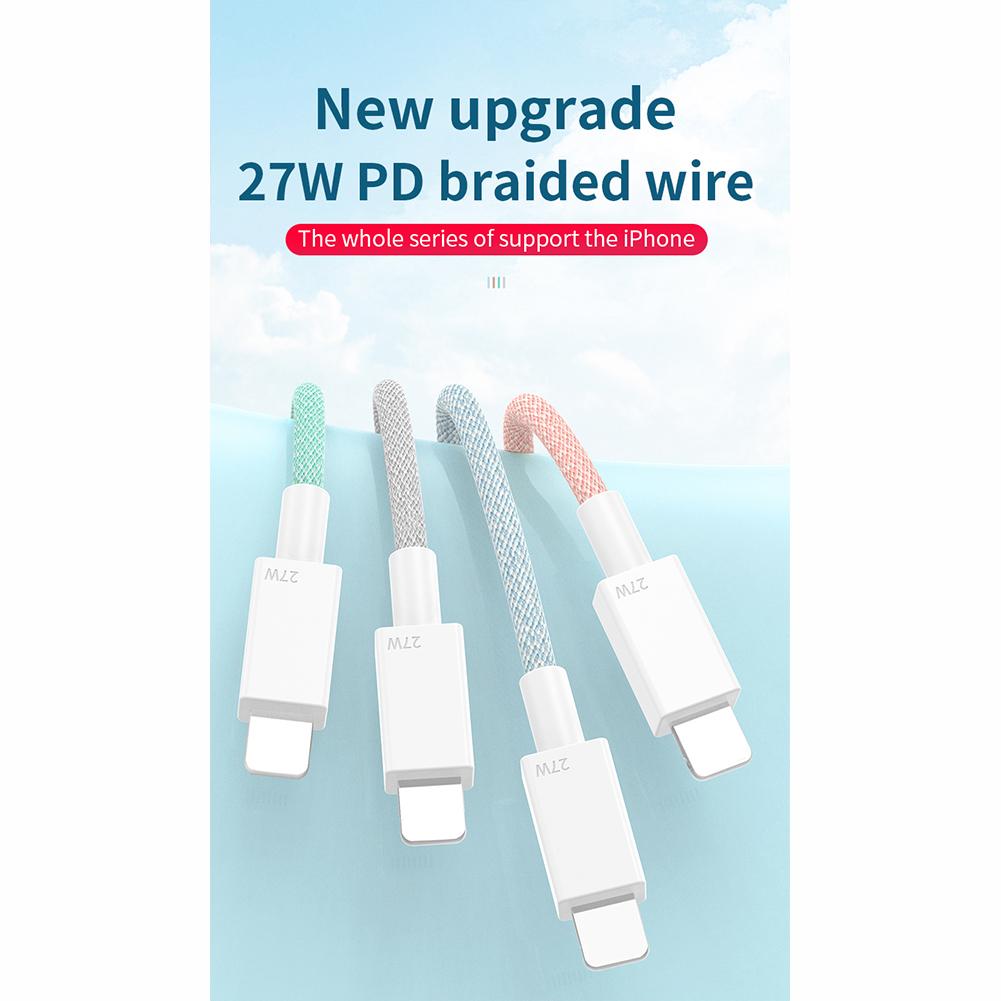 Pd Data Cable 27w Fast Charging Cable 20w/18w Braided Data Line Compatible For Iphone 12 Iphone 13 Mobile Phone