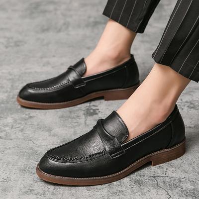 Men's Shoes Large Size New Casual Leather Shoes Fashion Foot Loafers Korean Version Trend Hairstylist Leather Shoes
