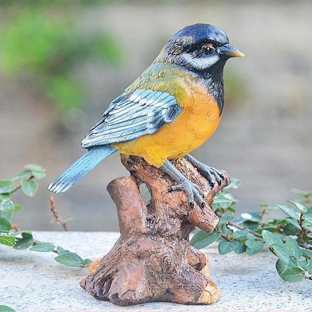Durable Cute Miniature Bird Figurine Vintage Resin Small Animal Model Handmade Bird Statue Yard Art