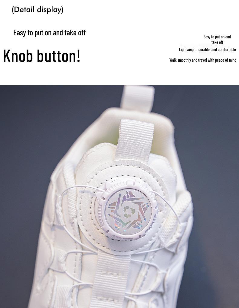 Xiaomei & Xiaobao PU Leather Mesh White Running Shoes for Boys & Girls