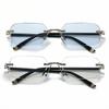 Rimless Blue Light Presbyopia Glasses Photochromic PC Lens Texture Presbyopia Glasses 0+100+150+200+250+300+350+400