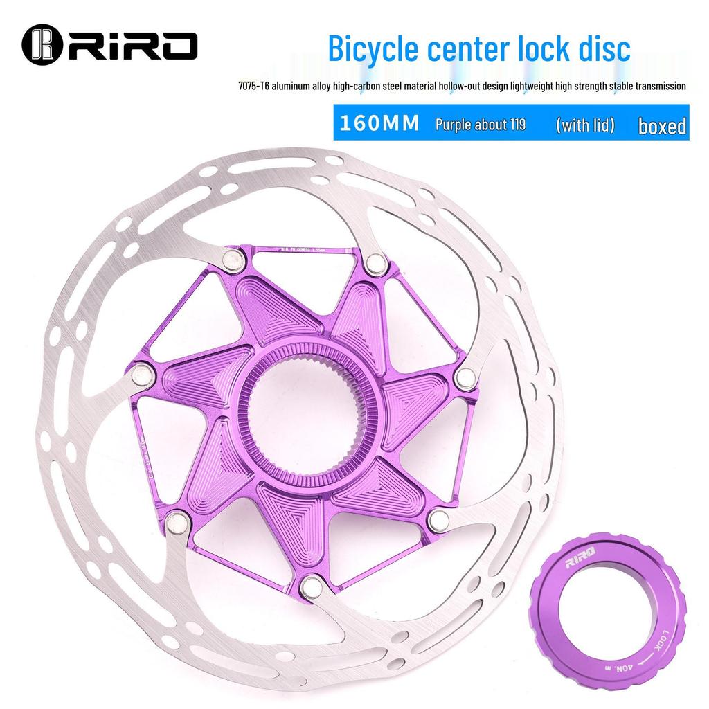RIRO Ultra-light Center Lock Disc Brake Rotor for Mountain and Road Bikes, 140/160MM, Heat Dissipation.