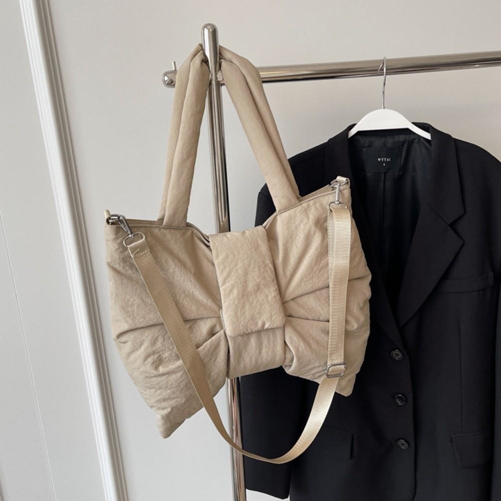 Large Capacity Nylon Quilted Tote Bag Cotton Padded Crossbody Bags  Woman