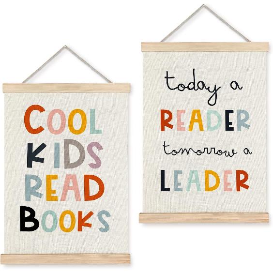 LUVADIAN Positive Affirmations for Kids, Kids Wall Decor, I am Smart Kind Blessed Motivational Poster Hanger Frame Wall Art for Classroom Playroom