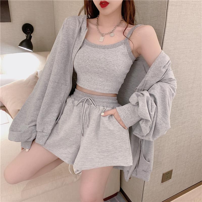 New Women's Summer Fashion Sports Casual Suit Ins Fashion Vest Shorts Three-piece Set