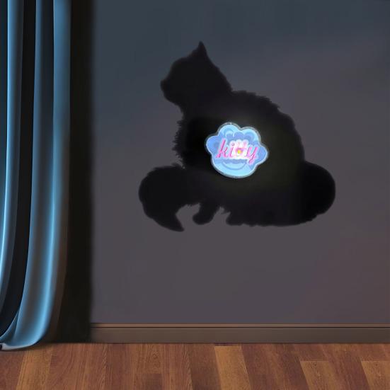 Ambient Light 3D Shadow Night Light Creative Bird Cat Silhouette Night Lamp with Suction Cups Warm Glow Ambient Lighting for Bedroom Living Room