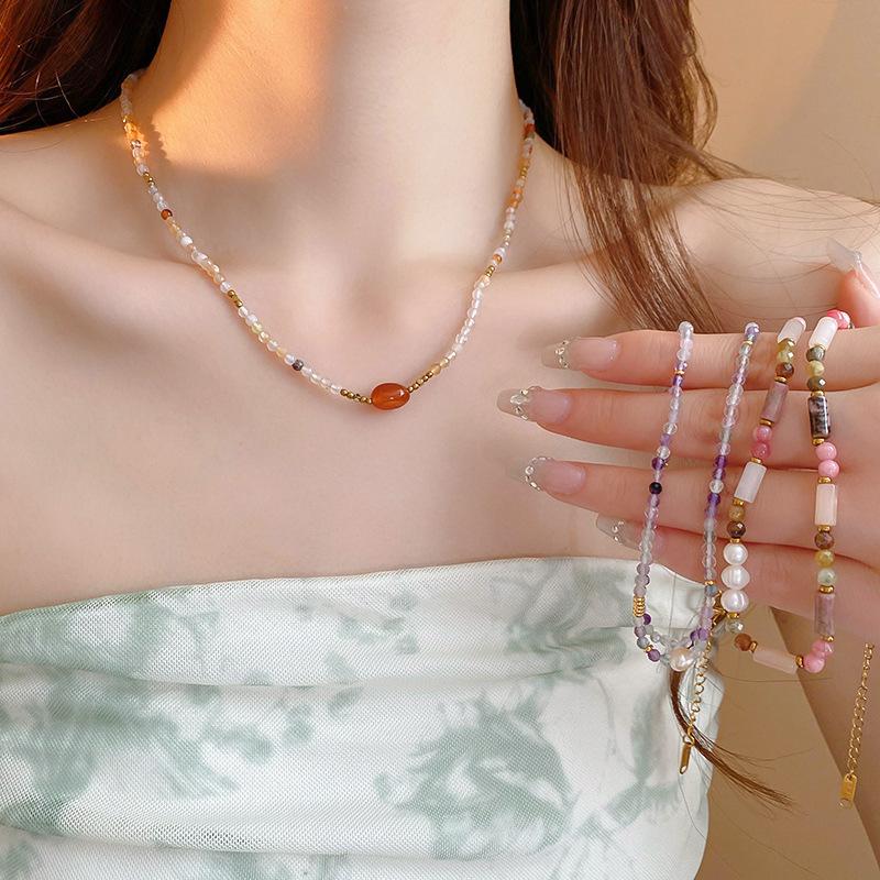 Stone Pearl Butterfly Necklace Fashion Retro Premium Clavicle Chain Personality Ethnic Style Jewelry