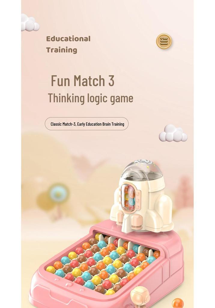 Rainbow Rocket Match-3 Board Game: Interactive Parent-Child Educational Toy