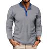 Men's Color Blocked Versatile Long Sleeved Shirt Retro T-shirt Bottom Shirt