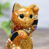 Kutani ware dancing lucky cat with gold coin N-024F