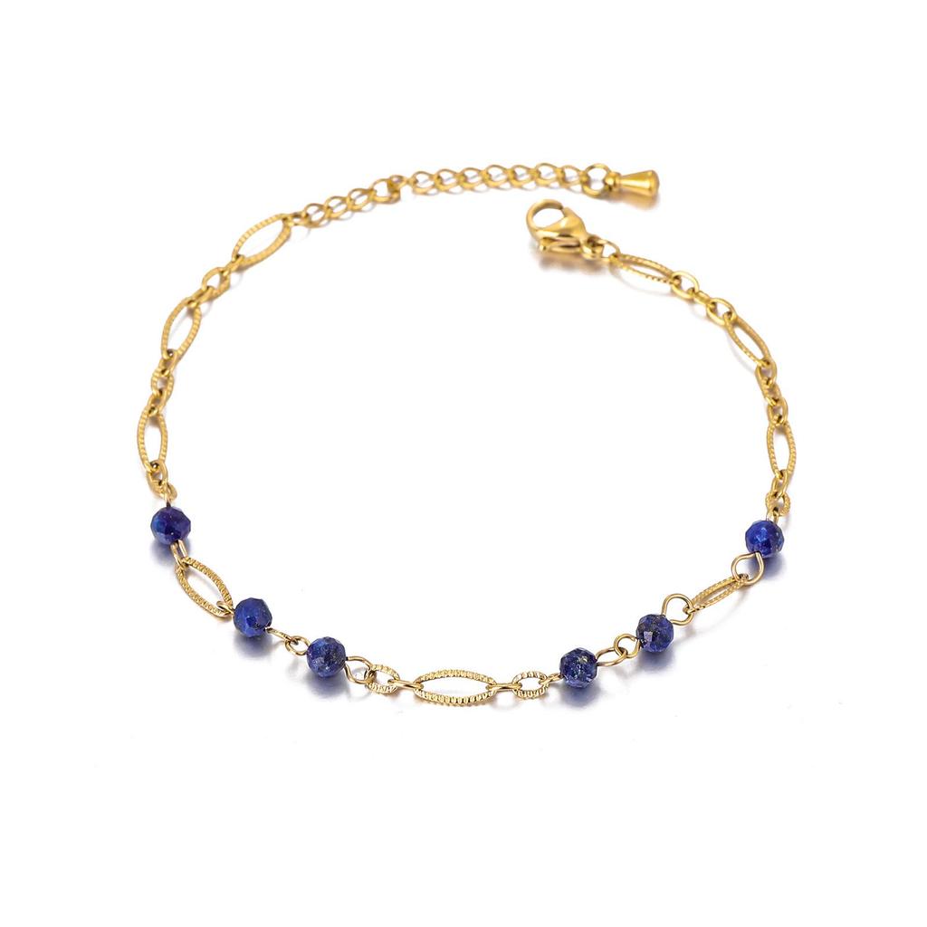 JUSTOP European & American Beaded Bracelet with Natural Stone and 18K Gold Plating