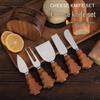Akazienholz Weihnachtsbaum Käsemesser & Gabel Set mit Holzsockel - 6-teiliges Set