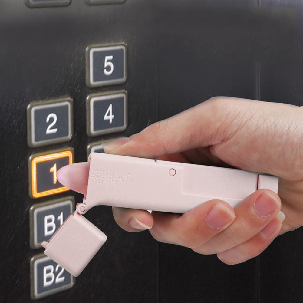 ABS Reusable Portable Lift Handle Artifact Elevator Button Anti Contact Rod Protective Supplies(Pink )