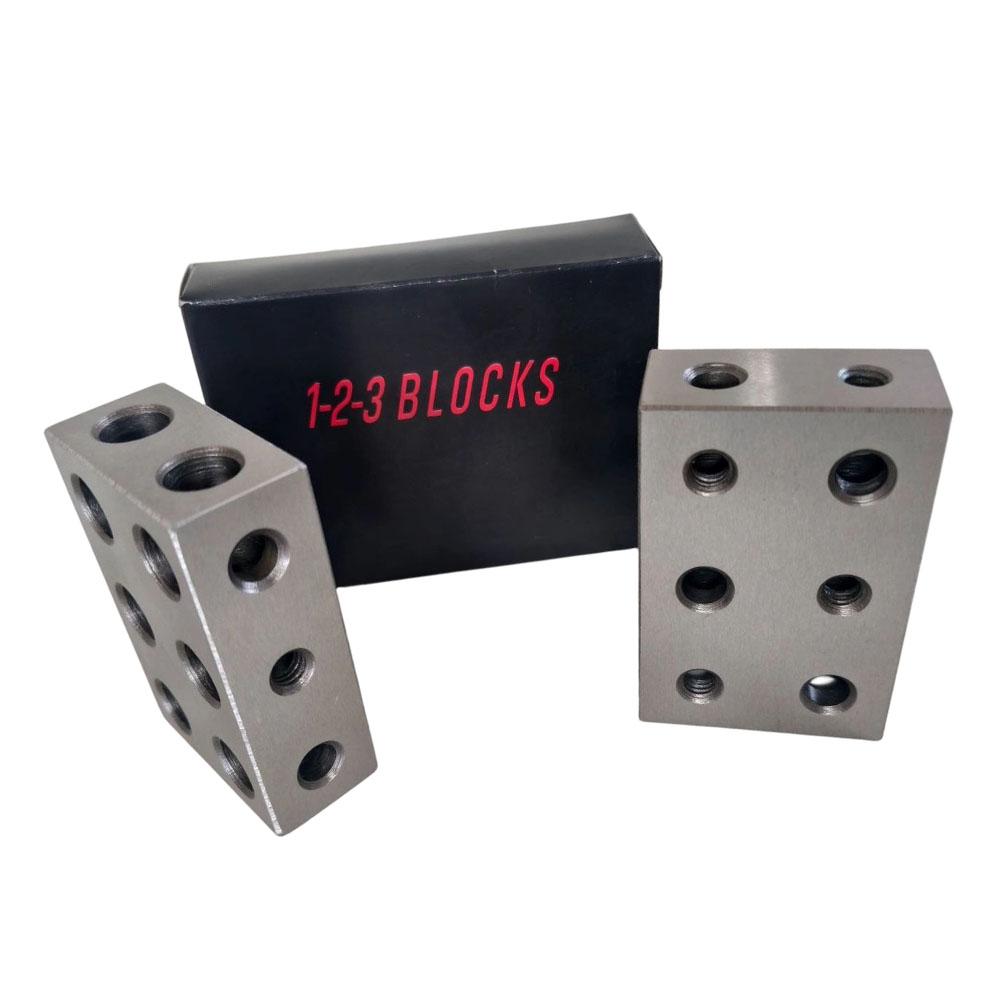 1 Pair Steel Blocks 1-2-3 Blocks Set Matched Pair 11 Holes Steel Setup Blocks 1\"x2\"x3\" Metalwork For Machinists Woodworkers