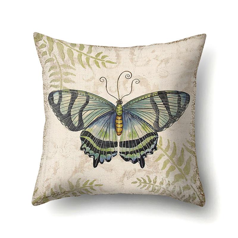 Polyester Pillowcase Peach Leather Velvet Decoration Printed Butterfly Pillowcase Waist Cushion Cover Car Cushion Head Cushion Cover