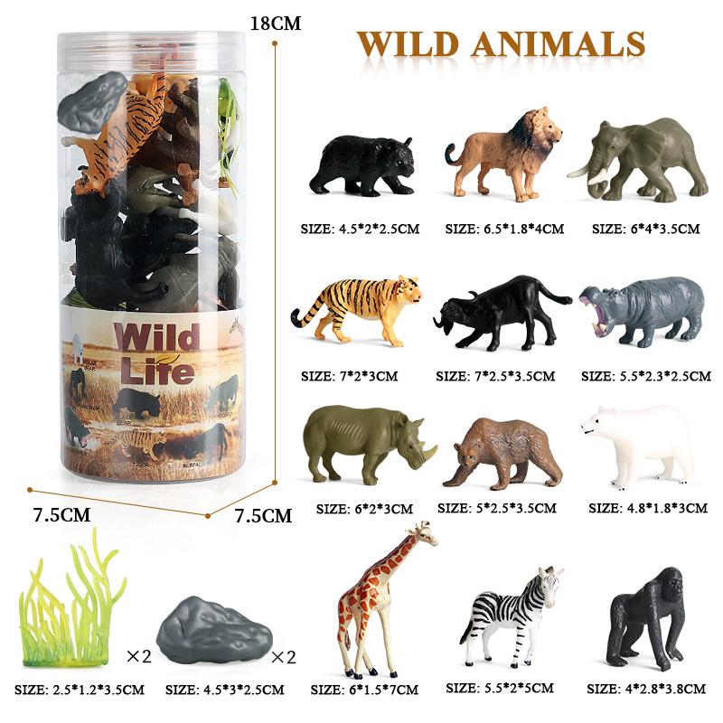 Oenux Miniature Animals Set Wild Sealife Farm Dinosaur Brinquedo Figurine Model Action Figures Zoo Cute Education Kids Toy Gift