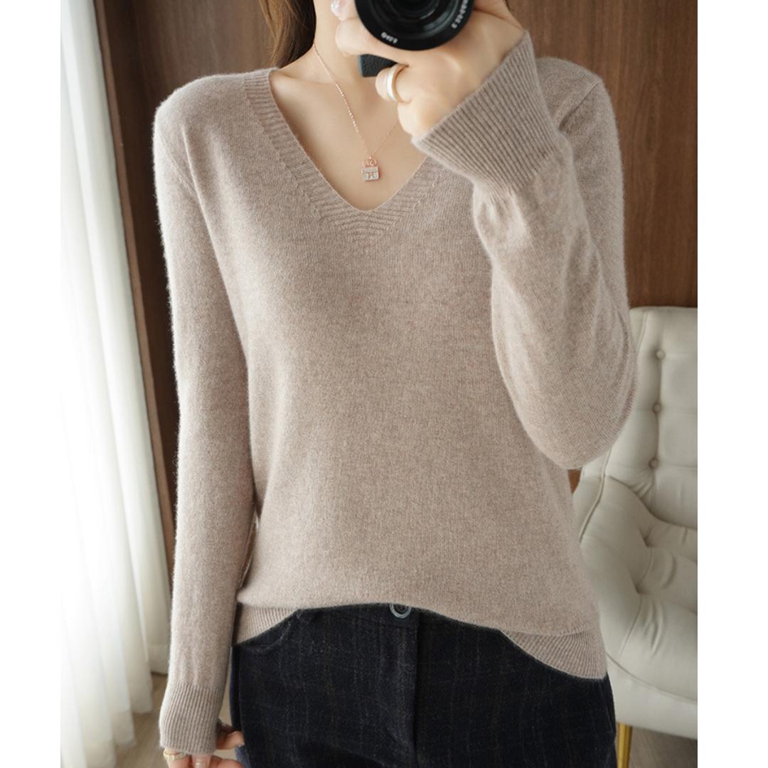 

Женская рубашка с v-образным вырезом, пуловер, свитер, вязаный кашемировый модный свободный джемпер, зимний топ 2XL