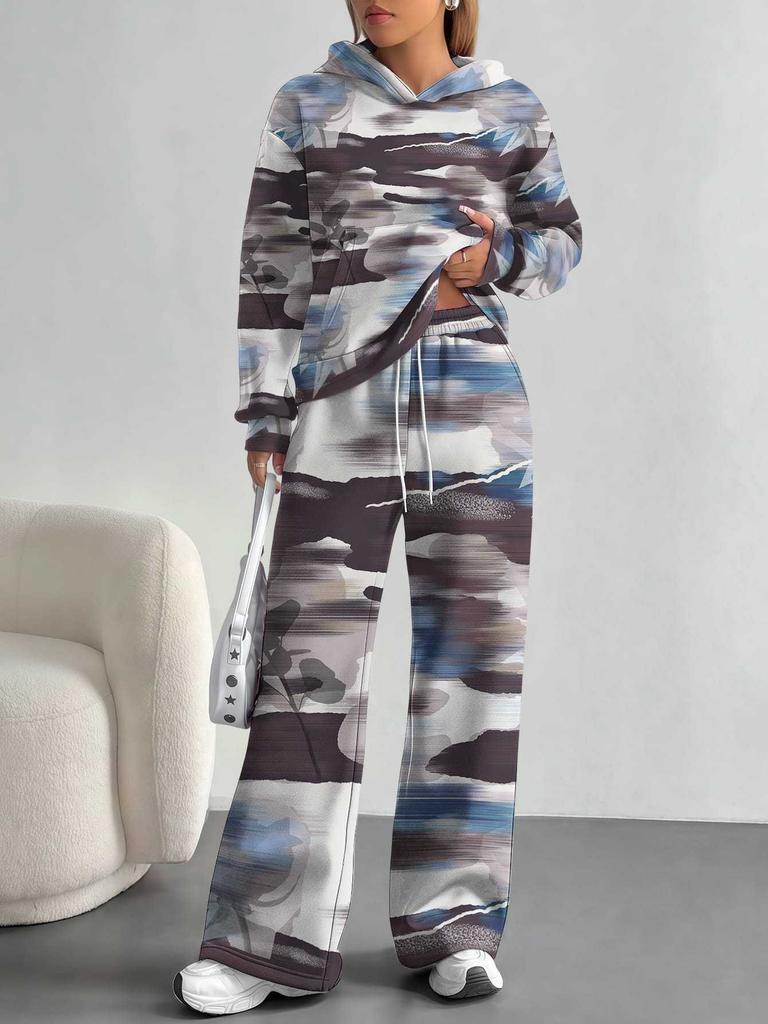 Vertigo European And American Autumn And Winter Casual Long-Sleeved Suit Women'S Hooded Sweater Trousers Two-Piece Set