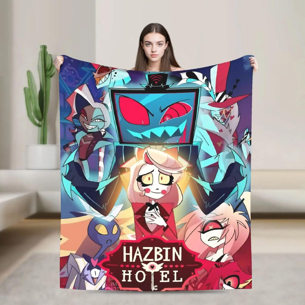 HHazbin Hotel Alastor Blanket Soft Funny Plush Throw for Outdoor Airplane Travel Flannel Bedspread Cover