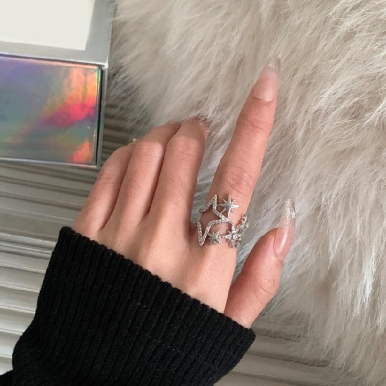 Dainty Adjustable Copper Star Ring With Sparkling Zircon Stone Elegant Jewelry For Fashion Forward Women