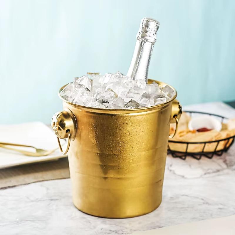 Ice Bucket Stainless Steel Double Wall Wine Cooler Insulated Tabletop Wine Chiller for Champagne Fits Most Standard Sized Bottle