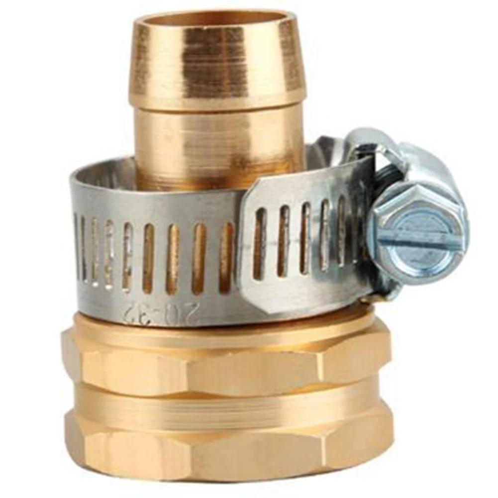 3/4 Inch Garden Hose Repair Mender Solid Brass Water Hose Connector Splicer Mender With Stainless Steel Tightening Clamp