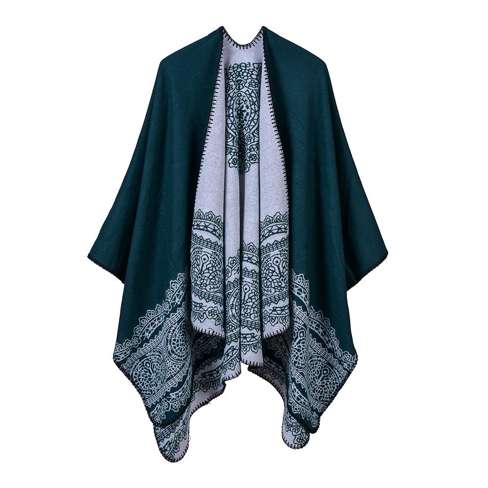 Women's Classic Lace Pattern Pastoral Shawl Cloak