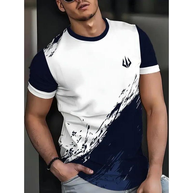 Summer Men Fashion T-shirt Fashion Harajuku 3D Printed Geometric Pattern T-shirt Casual Comfortable Short Sleeved Top
