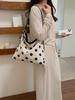 Korean Polka Dot Nylon Shoulder Bag - Color Block, Fashionable Simple Design, Stylish Crossbody for Casual Commuting