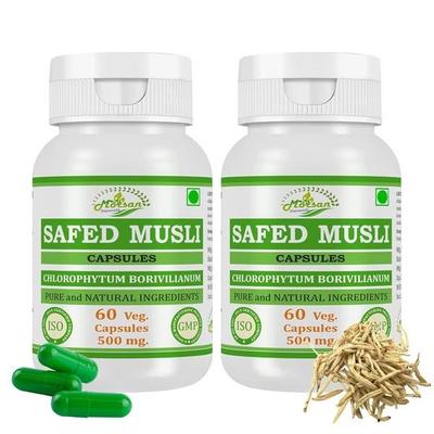 Morsan Nutraveda Safed Musli (Chlorophytum Arundinaceum) Extraktkapsel | 60 x 500 mg Vegane Kapseln | Stärkt die Immunfunktion (2er-Pack)