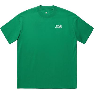 Li Ning Lâche Sport Décontracté Simple Lettre Col Rond Pull T-Shirt Manches Courtes Unisexe Hauts Vert Frais AHSUA35-1