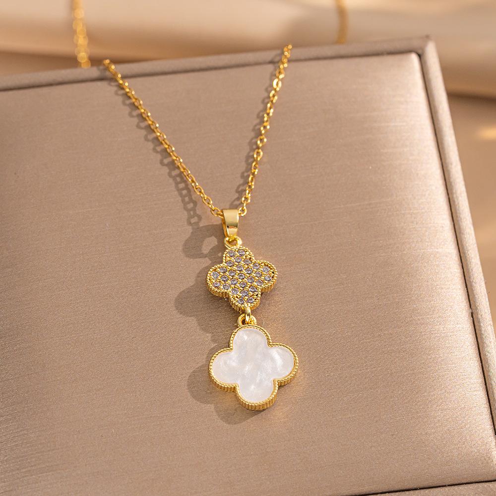 2PCS High-Quality Elegance Luxury Full Zircon Heavy Metal Plated Solid Gold Electroplated Copper Micro-Faceted Earrings Necklace Set Combo