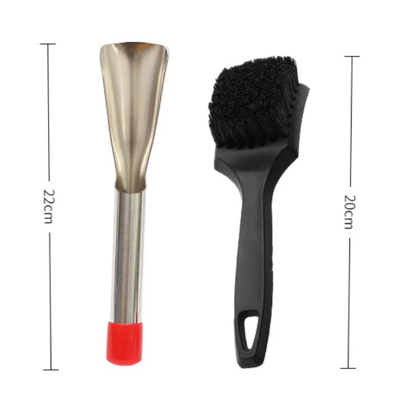 Stainless Steel Flat Shovel with Car Tire Brush Integrated Garden Cleaning Rake Tool Set - Multi-Functional Cleaning Brush