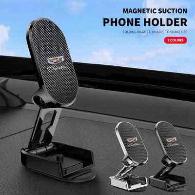 Car Logo Magnetic Foldable Phone Holder For Cadillac Escalade Deville DTS ATS BLS CT4 CT6 CTS EXT SLR SRX XLR XT4 Accessories