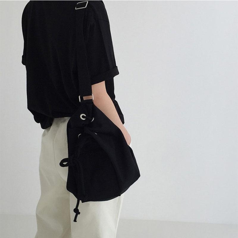 

Ann хлопковая парусиновая женская сумка-ведро с завязками на шнурке женская сумка-ведро через плечо женская сумка-унисекс чёрный