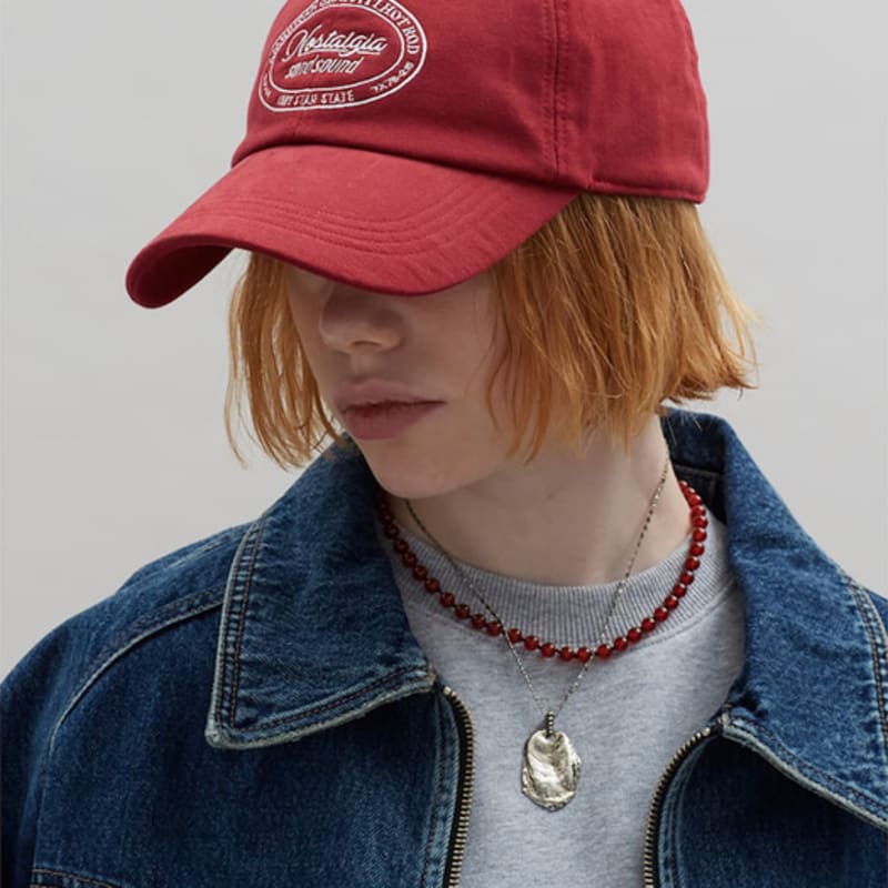 SAND SOUND Oval Embroidery Ballcap Red (MS538BG026)