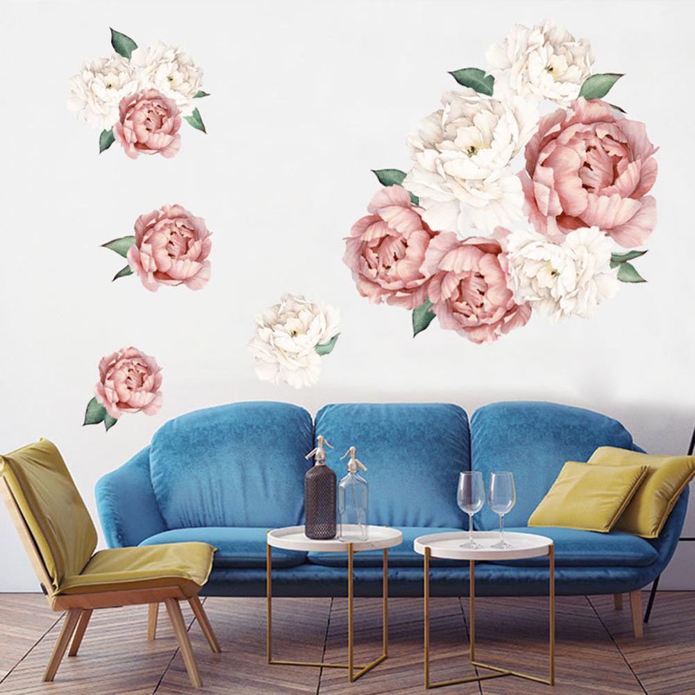 Peony Flower Home Wall Sticker Living Room Background Decal Mural DIY Decoration
