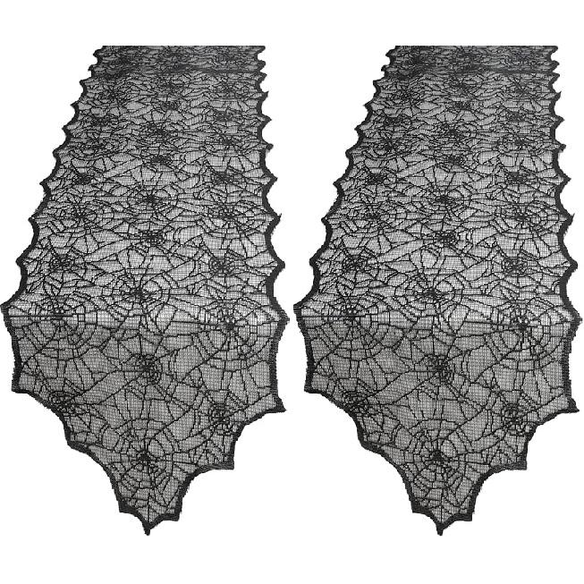 Halloween Decorations Table Runner - Black Lace Spider Web Table Runners for Halloween Table Decor, 18 X 72 Inch Halloweens Lace Table Runner for