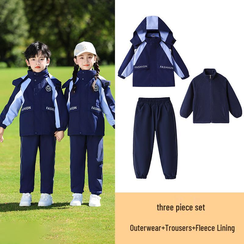 Completo Uniforme Scolastica Elementare a Tre Pezzi: Giacca a vento Primavera/Autunno per Scuola dell'Infanzia e Prima Elementare