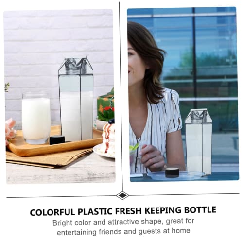 HOMOCONO 1-Piece Milk Bottle, Juice Bottle, Mini Kettle, Beverage Bottle, Milker Pitcher, Cold Drink Bottle, 500ml Bottle, Plastic, Black