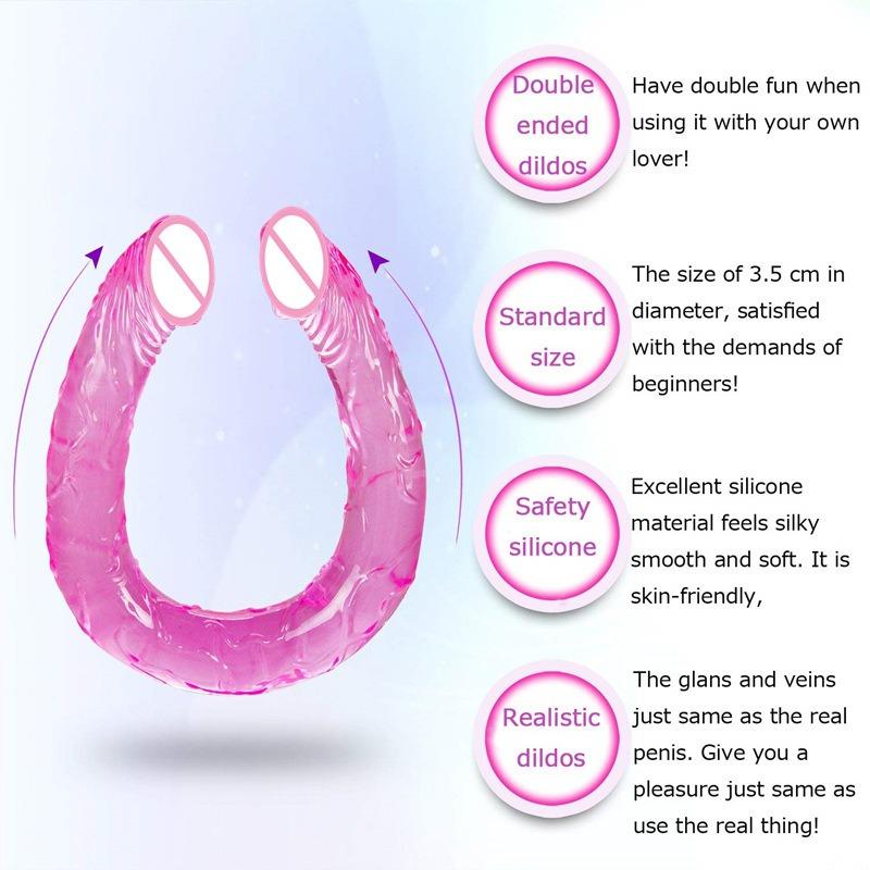Adult Supplies Sex Toy Double Ended Realistic Dildo Flexible Jelly Dildos Penis Cock Anal Butt Plug Massager G-spot Stimulation